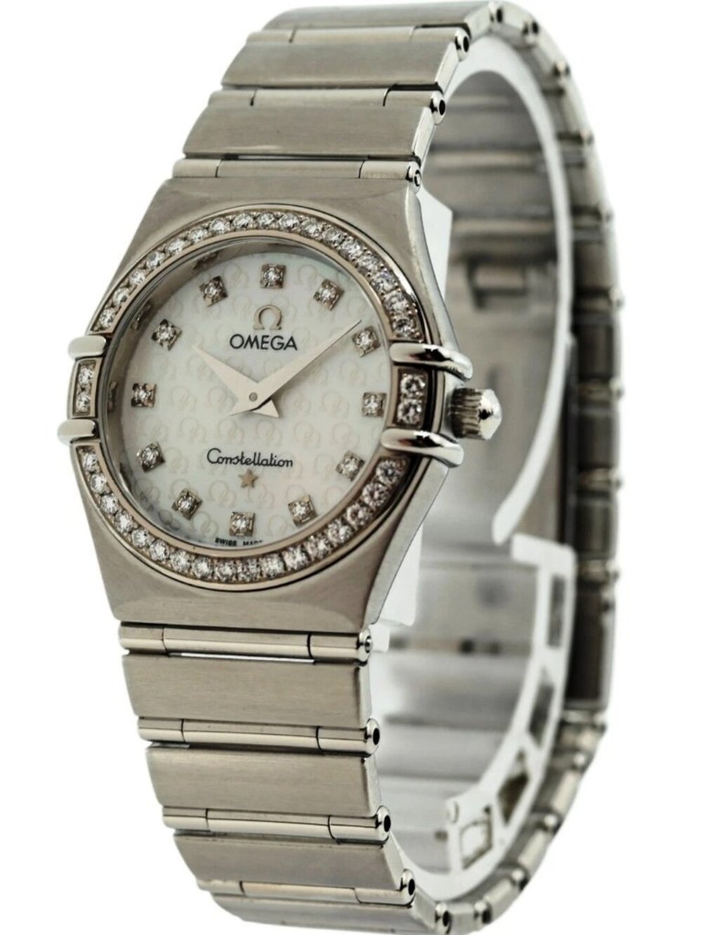 Omega 25mm Ladies Constellation MOP Diamond Logo Dial +Bezel Watch Ref: 1458.75!